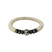 Load image into Gallery viewer, Magnesite, Hematite and Silver Bead Bracelet