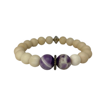 Load image into Gallery viewer, Pavé Diamond Rondelle Mixed with Amethyst and Cream Bracelet