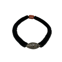 Load image into Gallery viewer, Skinny Elongated Pavé Diamond &amp; Vintage Black Vinyl Bracelet