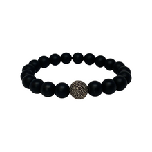 Load image into Gallery viewer, Black Onyx and Silver Bead Bracelet