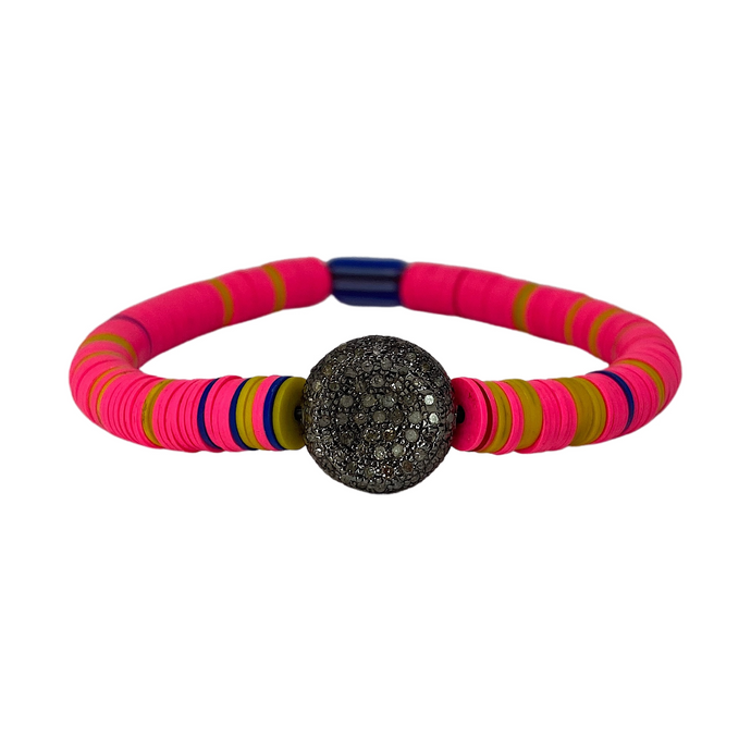 Pressed Pavé Diamond & Multicolored Vintage Vinyl Bracelet