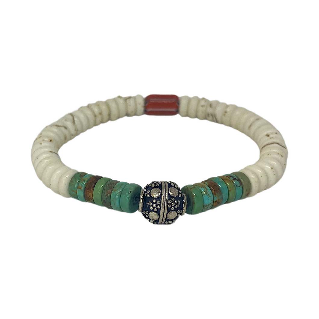 Hematite, Turquoise and Silver Bracelet