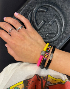 Pink and Yellow Pave Diamond Bead Bracelet