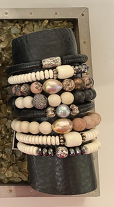 Magnesite, Hematite and Silver Bead Bracelet