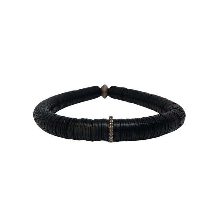Pavé Diamond & Vintage Black Vinyl Bracelet