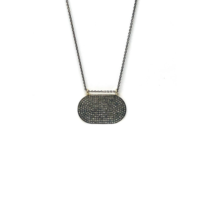 Mini Pavé Diamond Elliptical Necklace